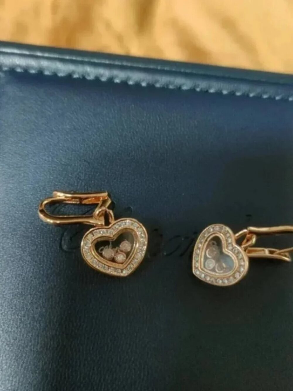 Chopard Happy Diamonds Heart Rose Gold Drop Earrings
